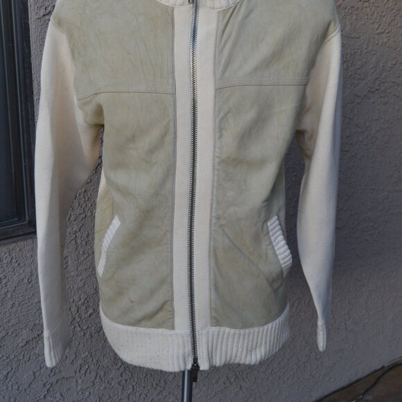 MARC ECKO MENS SUEDE BLEND FULL ZIP SWEATER- Beige color- $48.00 - Picture 5 of 13